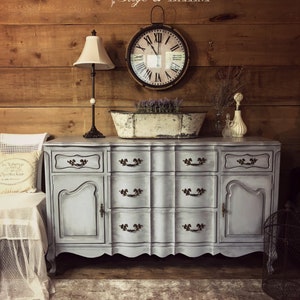 VENDUTO / Blu - grigio Francese Provinciale dipinto comò / shabby chic gesso dipinto mobili / antico comò d'ingresso / mobili rifiniti
