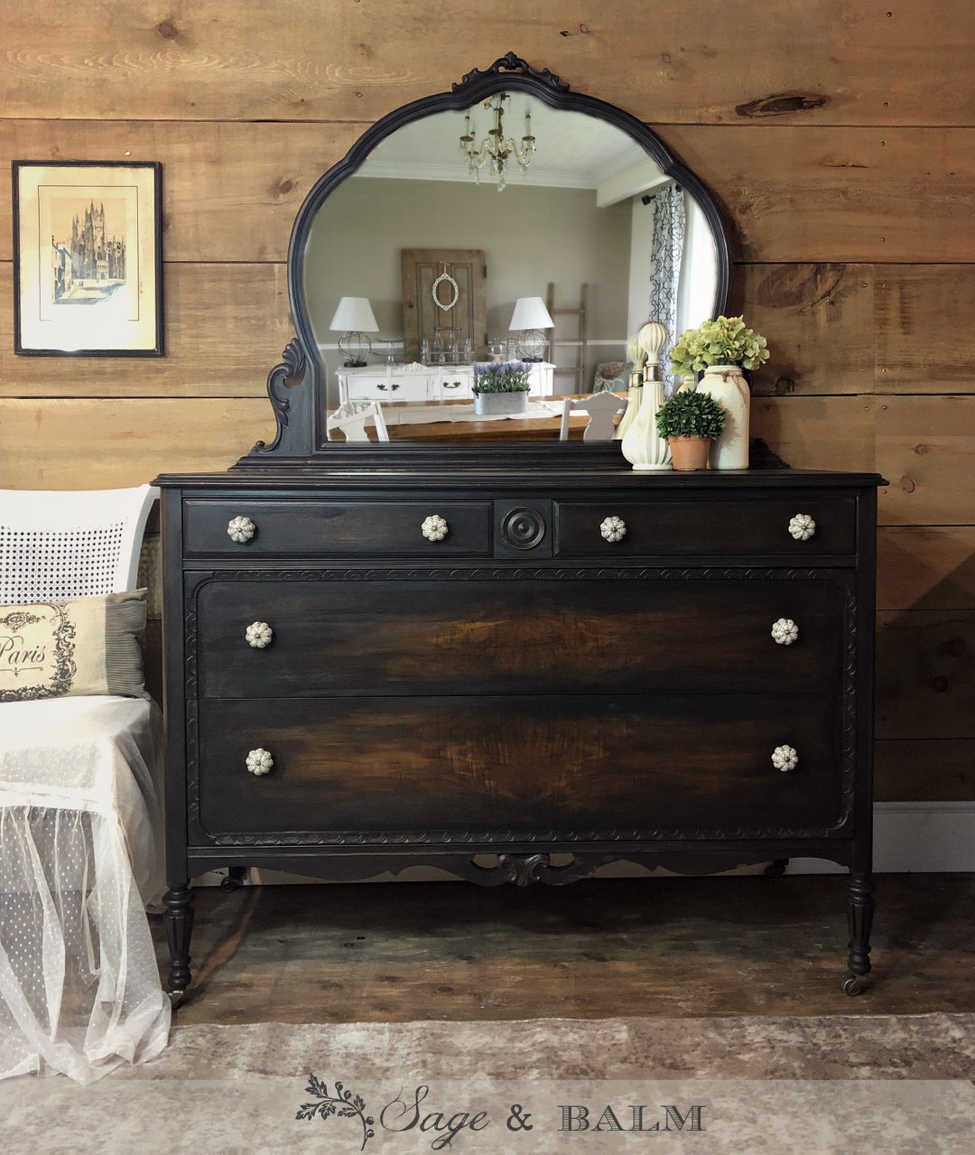 Black dresser with mirror cheap discount