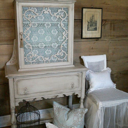 SOLD Grey Gustavian Shabby Chic Antique China Hutch Etsy