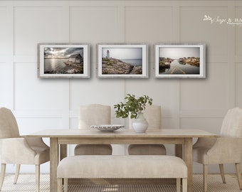 Set of 3 curated iconic Nova Scotia photo prints | Travel photography east coast scenes | Set of 3 photo prints nautical Peggy's cove scenes
