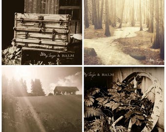 Set of 4 curated rustic country sepia photo prints, 5 x 7, 8 x 10, 11 x 14, gift ideas, wedding gift, mother's day gift, home decor, bridal