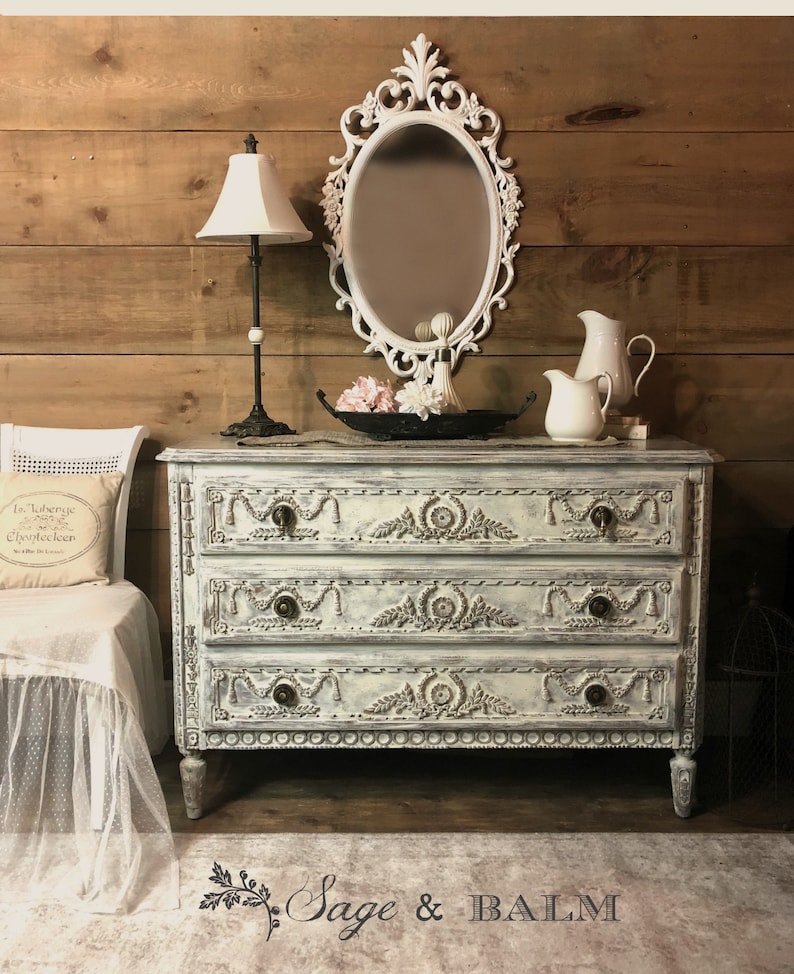 Sold Antique White Painted Dresser Ornate French Dresser Etsy