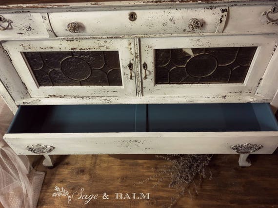 販売済み | シャビーシックなアンティークホワイトペイントサイド