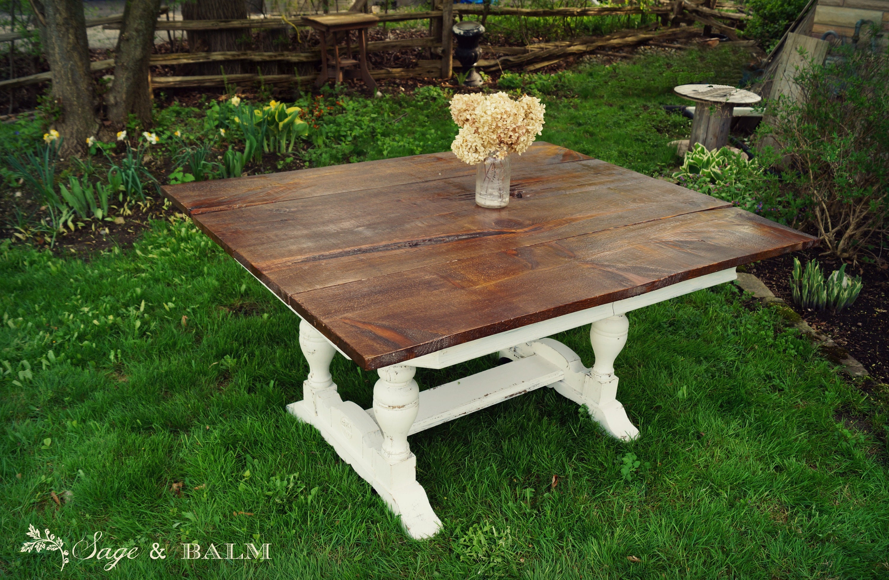 SOLD French Farmhouse Rustic Shabby Chic Dining Table Distressed
