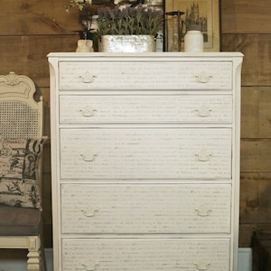 SOLD | Antique white shabby chic chalk painted distressed dresser, white upcycled  tallboy dresser, shabby chic bedroom furniture