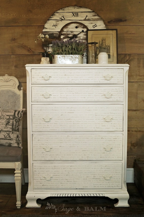 Sold Antique White Shabby Chic Chalk Painted Distressed Dresser White Upcycled Tallboy Dresser Shabby Chic Bedroom Furniture