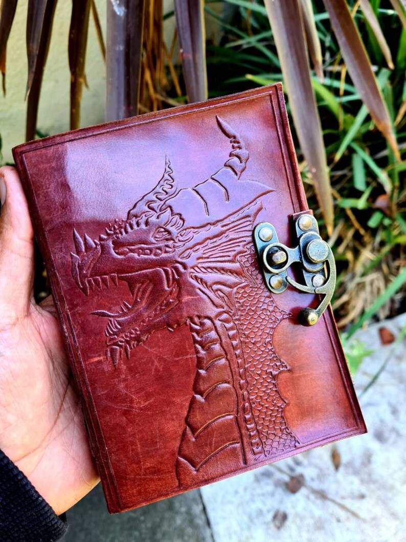 Leather Journal Roaring Dragon LeatherBound Journal Etsy