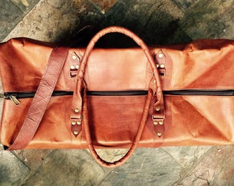 Leather duffel bag, Leather bag, Leather Travel Bag, Leather Luggage, Overnight Bag