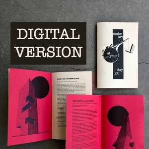 Könnte beinhalten: Ein pinkfarbenes und schwarzes Buch mit dem Titel "The Seed to Fame is the Boredom of Capital" und dem Text "Making Extraordinary Time is an Act of Defiance". Das Buch zeigt eine Schwarzweißillustration eines Gebäudes.