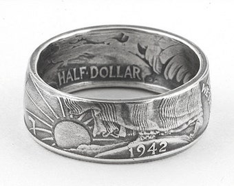 90% Silver Walking Liberty Half Dollar Coin Ring - Etsy