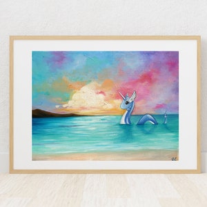 Dragonair Pokemon,  Fan Art Print, Anime Art, Pokemon Print, Pokemon Decor, Game Room Wall Art, Pokemon Cards
