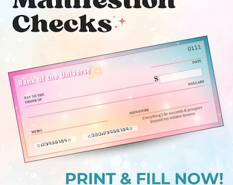 Manifestation Checks, Fillable PDF, Vision Board Gift