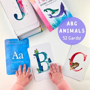 Cartões de alfabeto, cartões de alfabeto, educação domiciliar, decoração de sala de aula, sala de aula Montessori, brinquedos pré-escolares, crianças e bebês, cartões de memória para crianças pequenas
