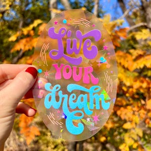 Rainbow Suncatcher Sticker, Holographic Window Cling, Window Cling Suncatcher, Positive Affirmation Sticker,  Rainbow Maker Window Decal