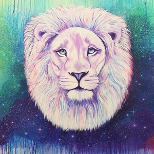 Leo Lion Zodiac Painting Animal Wall Art, Lion Wall Art Print
