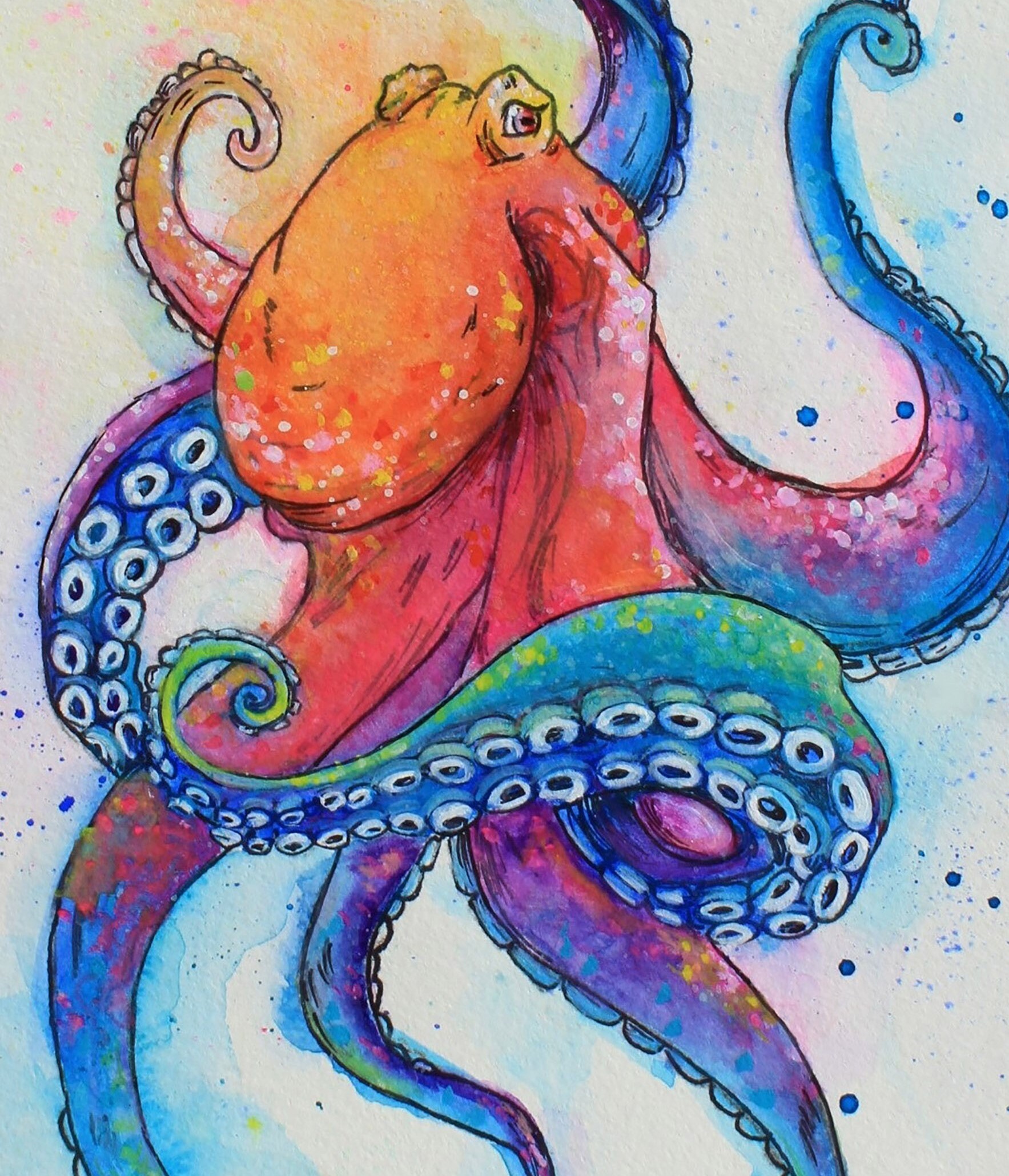 タコの油彩画【オリジナル】油絵　イラスト　インテリア　アート　原画　絵画　タコ 1642858204-3485x2702.jpg.jpg?h