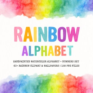 Aquarell Regenbogen Alphabet PNG, Regenbogen SVG, Aquarell Alphabet PNG, Schriftpaket, Regenbogen Clipart, Regenbogen in Aquarell, Pride svg