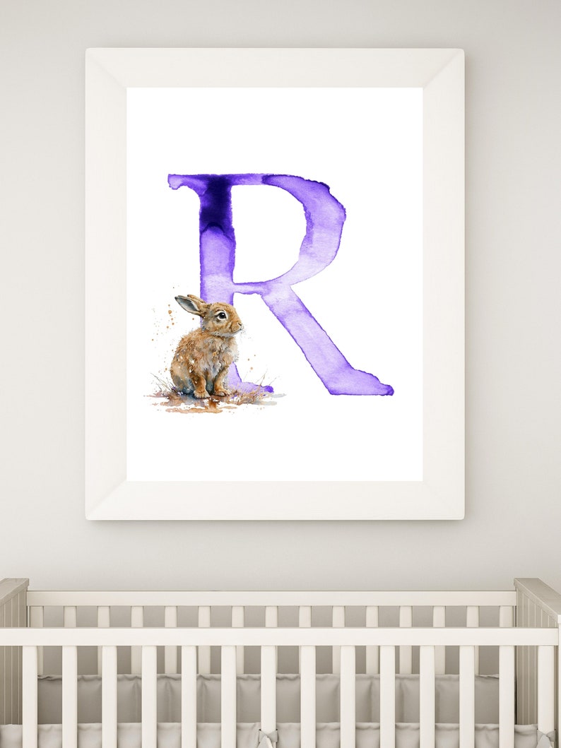 Watercolor Letter, Rabbit Print, Alphabet Art, Letter R, Printable ...