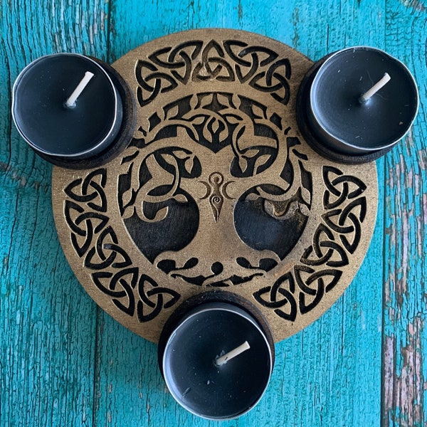 Tree of Life candle holder, Alter, Triple Goddess, Pagan, witchy decor,Witch Gift, Yuletide Gift,