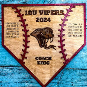 Personalized player Base Coach Gift , Homeplate Plaque, Mascot, Team, Baseball Coach Gift, End Of Season Gift, Softball Coach Gift