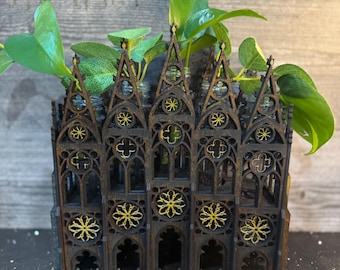 Gothic Cathedral Propagation Station – 8x8 Planter,  Dark Academia Decor,  Witchy Home Altar, Gothic Gift Idea, Greenhouse, Moody Decor