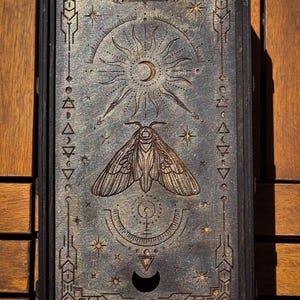 Mystical Moth Wood Storage Box: Gothic Wedding Keepsake, Customazible Witchy Wedding Gift
