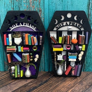 Mini Coffin, Mini Bookshelf, Coffin Bookcase, Gothic Decor, Gothic wall Art, Gothic Mother's day Gift, Unique , Gift For Her
