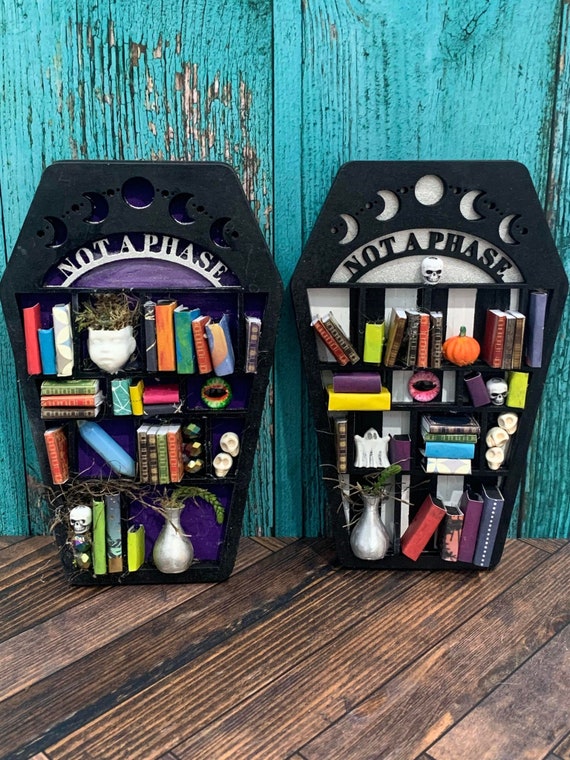 Mini Coffin, Mini Bookshelf, Coffin Bookcase, Gothic Decor, Gothic wall Art, Gothic Mother's day Gift, Unique , Gift For Her