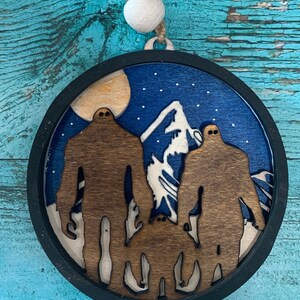 Bigfoot Yeti Christmas Ornament, Couple Ornament, Gift For Him, Unique Ornament, unique Christmas Gift, Big Foot Family Ornament