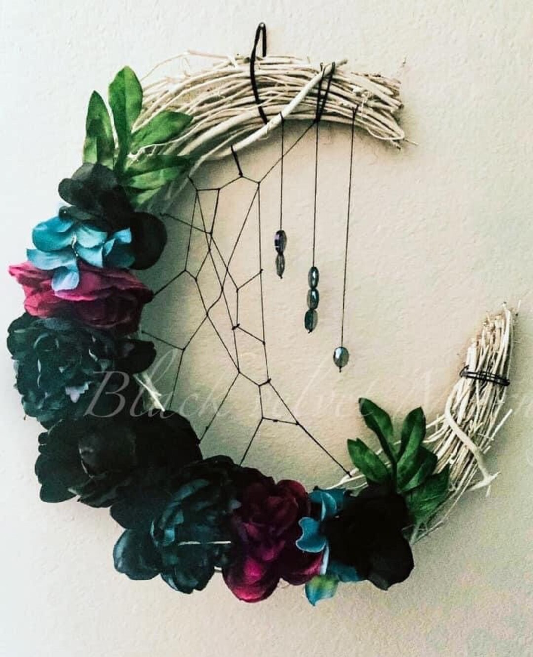 Crescent Moon Wreath, Magical Home Decor, Floral Wreath, Unique Mother