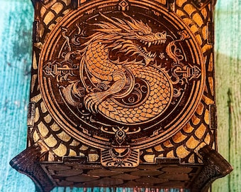 Dragon Trinket Box: Stained Birch Keepsake Box, Wood Jewelry storage
