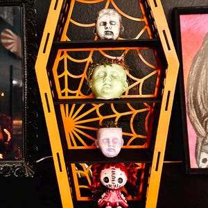 Spider Web Coffin Shelf: Goth Halloween Decor, Crystal Display