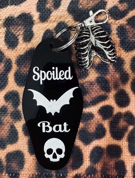Spoiled Bat Keychain, Ribcage, Goth Keychain, Goth Gift, Cute Goth Christmas Gift, Teen Keychain, Cute Goth Gift, Halloween Keychain