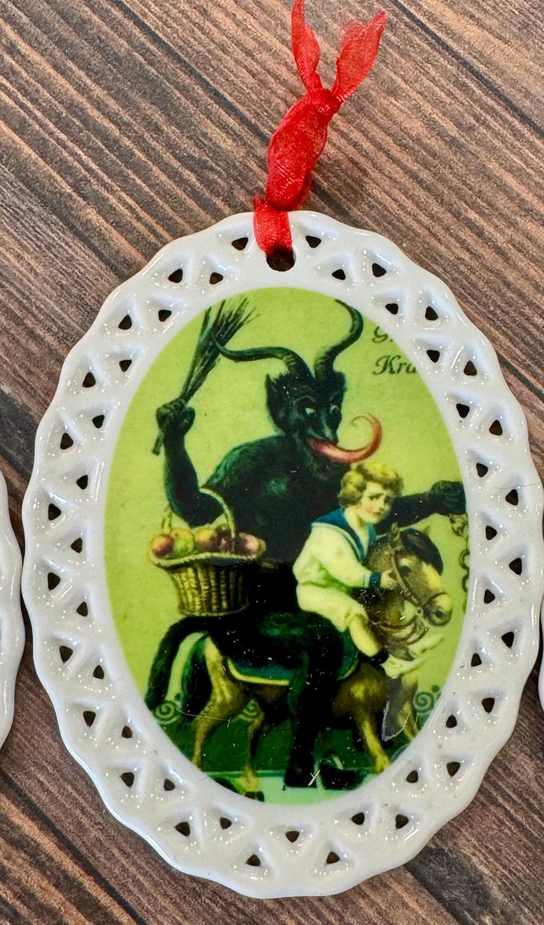 Krampus Ornaments – Gothic Christmas Decor, Creepy Holiday Gift, Dark Folklore Decorations, Retro Victorian Krampusnacht Ornament, Moody Style 3