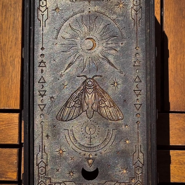 Handmade Wooden Tarot Card Box: 6-Deck Storage, Pagan Altar, Personalized Option, Large size, Witchy Gift