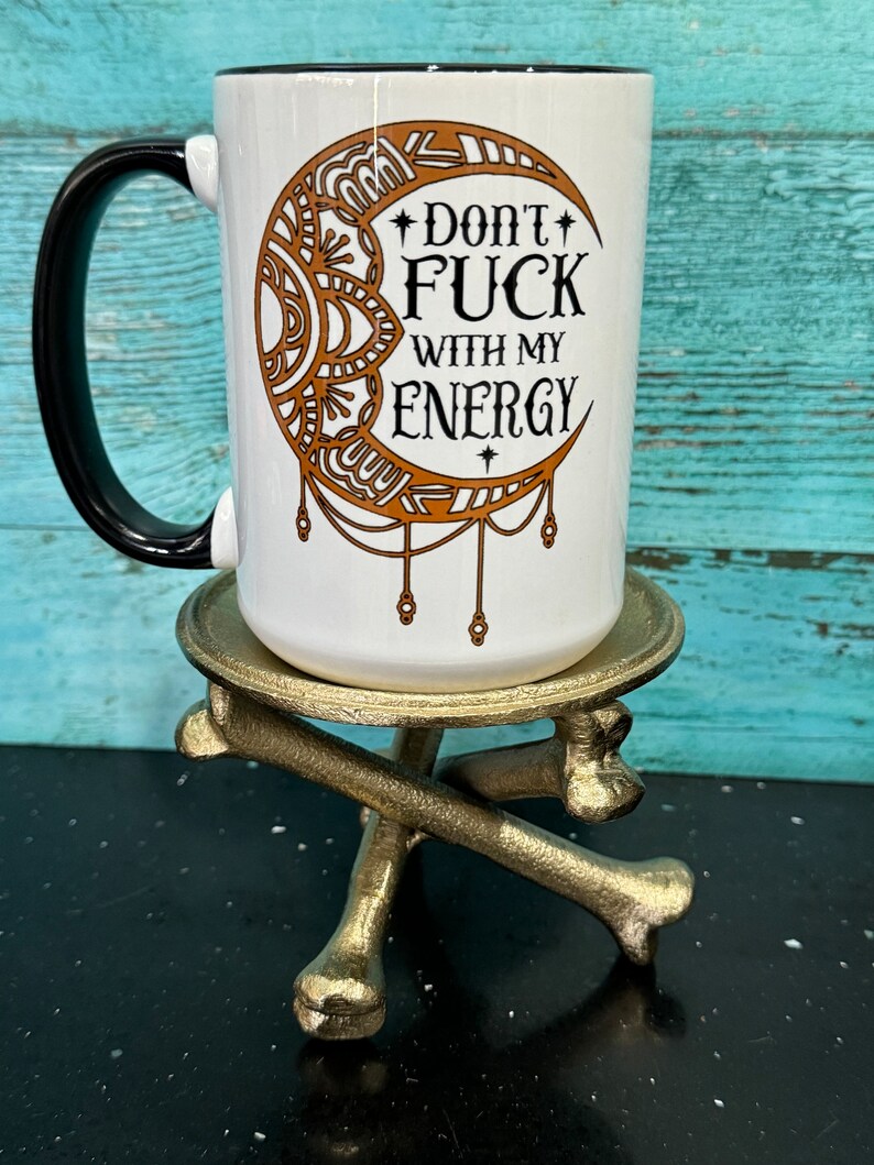 Taza de café de bruja, no te metas con mi energía, taza de café de la luna, regalos de bruja para ella, taza de café de energía, vibraciones de bruja, regalos para ella, luna imagen 3