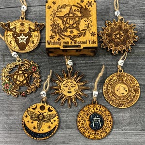 Blessed Yule Ornament Set: Pagan Yuletide Gift with Keepsake Box