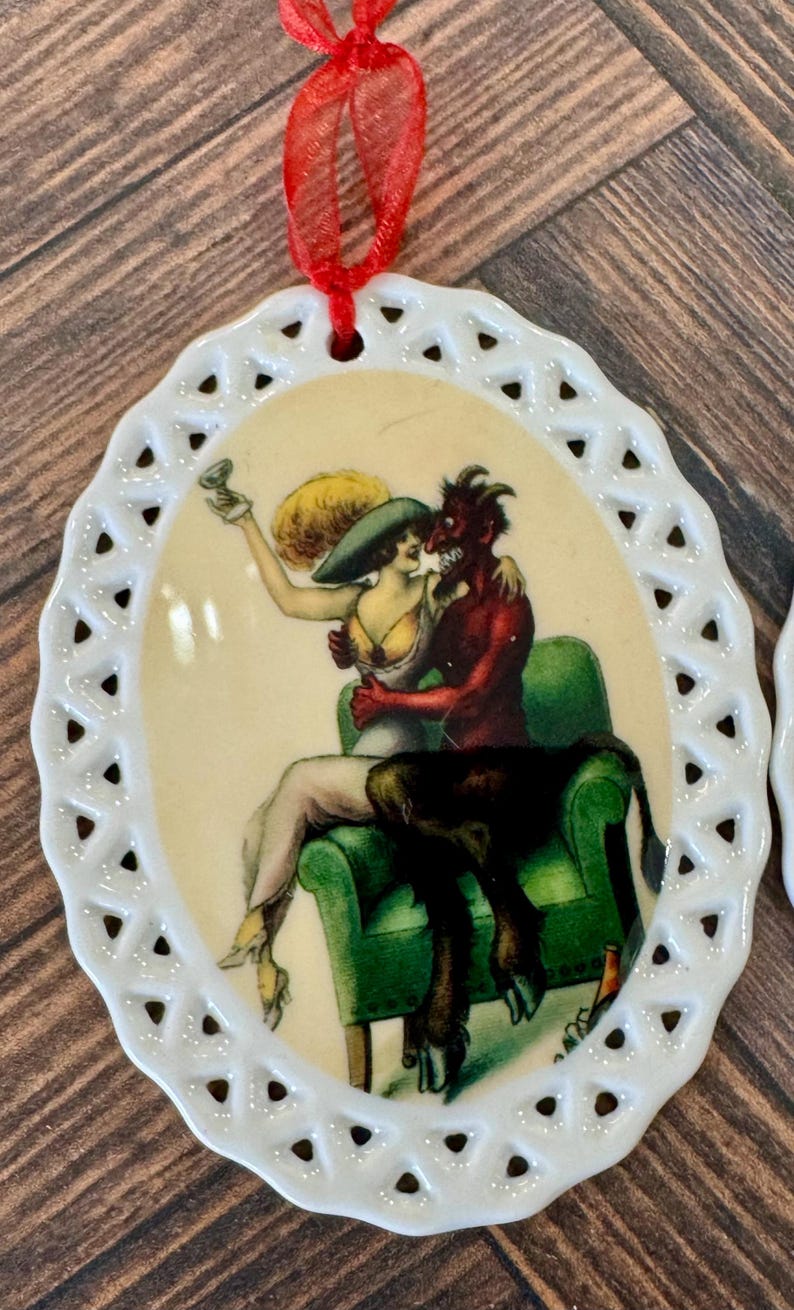 Krampus Ornaments – Gothic Christmas Decor, Creepy Holiday Gift, Dark Folklore Decorations, Retro Victorian Krampusnacht Ornament, Moody Style 2
