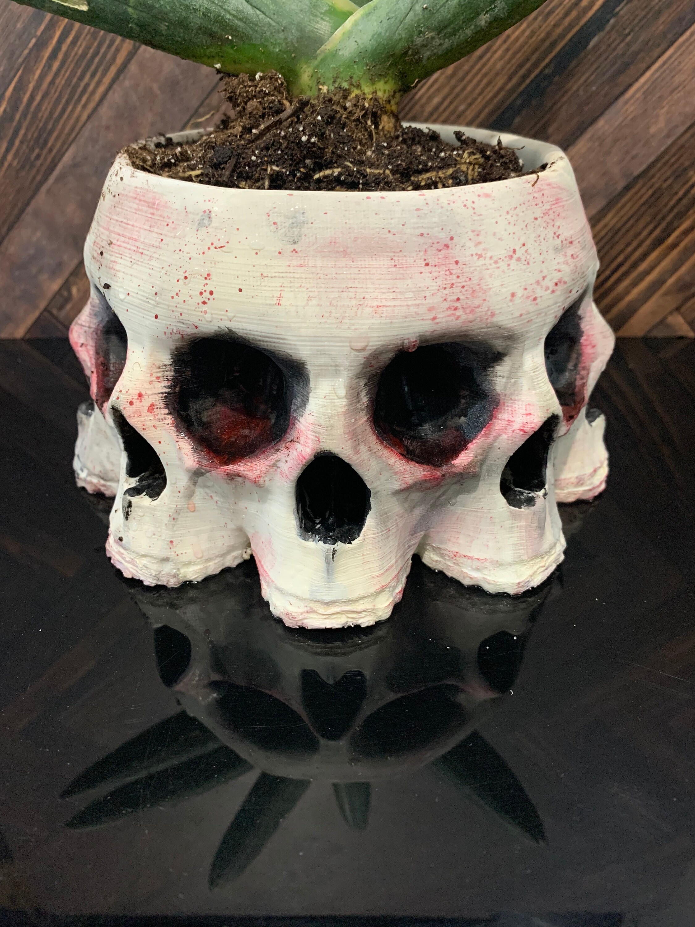 Gothic Rectangular Pot Skull Planter Pot, Gothic Planter, Goth Christmas Gift, Gothic Decor ...