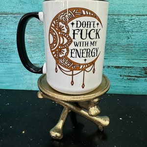 Taza de café de bruja, no te metas con mi energía, taza de café de la luna, regalos de bruja para ella, taza de café de energía, vibraciones de bruja, regalos para ella, luna imagen 4