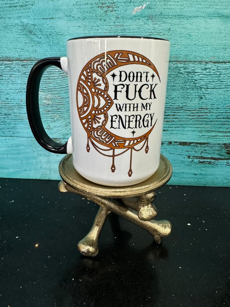 Taza de café de bruja, no te metas con mi energía, taza de café de la luna, regalos de bruja para ella, taza de café de energía, vibraciones de bruja, regalos para ella, luna imagen 4