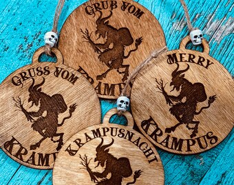 Set Of 4 Krampus Ornaments, Merry Krampus , Pagan Gift, Gothic seasonal decor, Krampus 2024, goth gift,Winter Solstice Gift, Krampus Unique