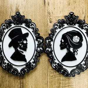 Victorian Skull Decor, Skeleton Couple, Goth Decor, Skeleton Lovers, Victorian Couple, Goth Wedding Gift, Goth Valentines Gift, Personalized