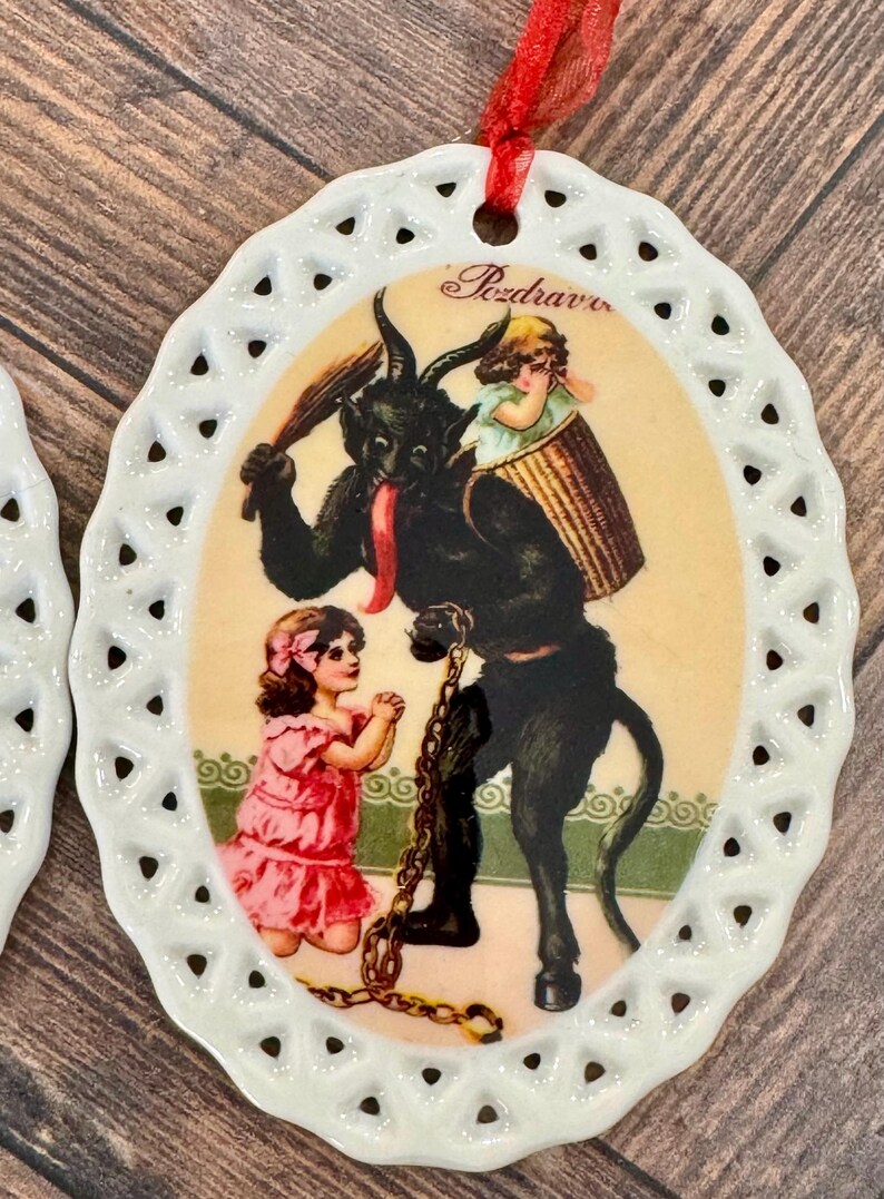 Krampus Ornaments – Gothic Christmas Decor, Creepy Holiday Gift, Dark Folklore Decorations, Retro Victorian Krampusnacht Ornament, Moody Style 1