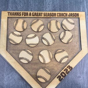 Gracias por una gran temporada, placa de home, regalo personalizado para entrenador, regalo para entrenador de béisbol, regalo de fin de temporada, regalo para entrenador de sóftbol.