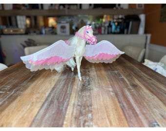 Barbie Horse & Sprinkles Fairy Friend - Rainbow Horse W/ Brush, Saddle - Vintage