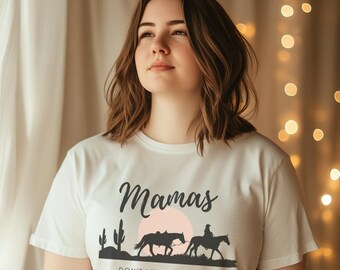 Camiseta vaquera con estampado de atardecer en el desierto – Camiseta con diseño western, corte unisex.