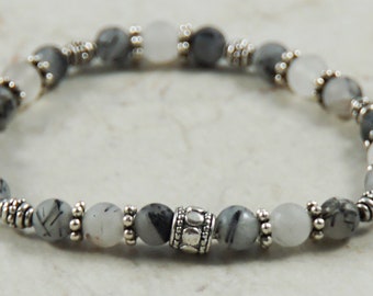 Pulsera de cuentas de piedra preciosa de medianoche