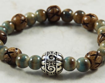 Pulsera de cuentas de cerámica terrosa