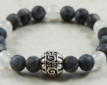 Pulsera de piedras preciosas con cuentas blancas y negras